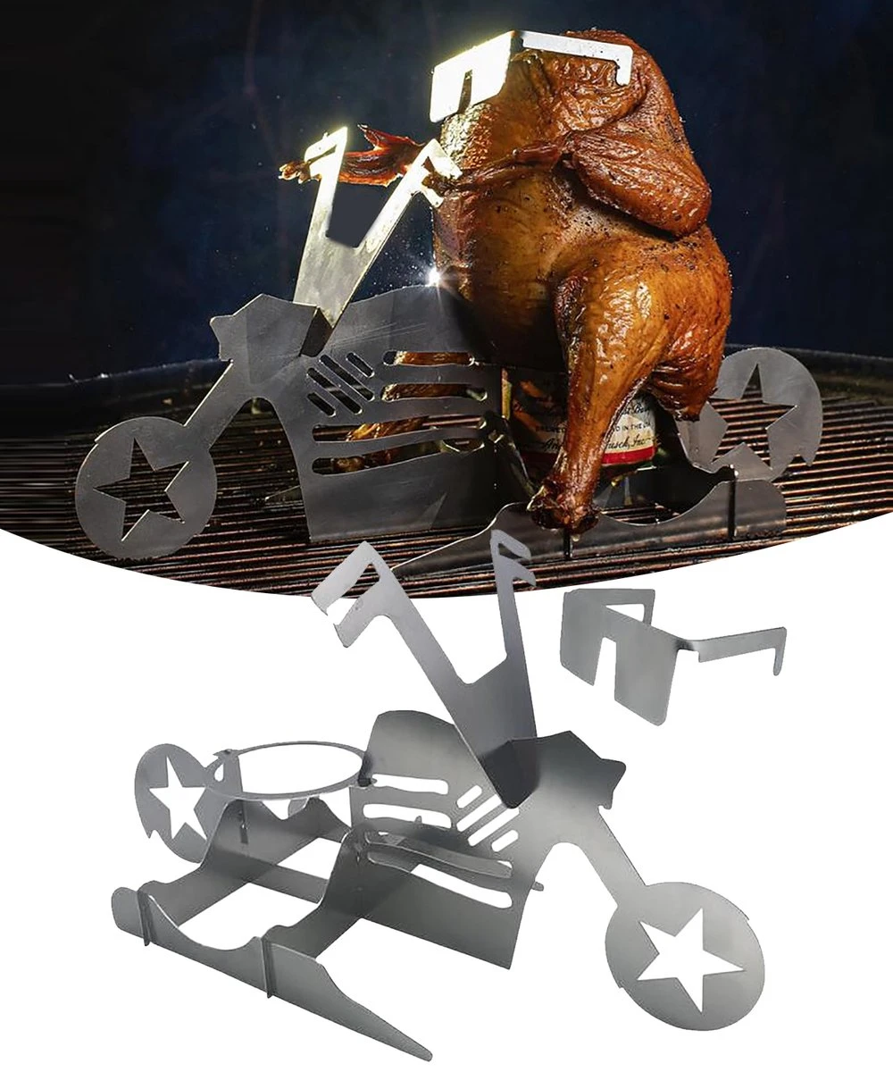 GrillX Beer Can Chicken Houder - Kiphouder Motorcycle - BBQ Accesoires - Bierkip - Barbeque Gereedschap - Chicken Sitter 3 GrillX Beer Can Chicken Houder - Kiphouder Motorcycle - BBQ Accesoires - Bierkip - Barbeque Gereedschap - Chicken Sitter