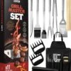 Squago BBQ Accesoires XXL Set Met Schort - Gereedschap - Gereedschapset Tang Borstel Mat -Bbq Gereedschap Winkel 1031x1200