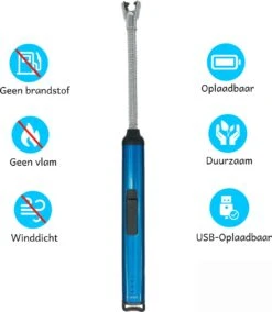 Elektrische Aansteker – USB Oplaadbaar - Blauw – Fornuis – BBQ – Openhaard – Lange Flexibele Aansteker -Bbq Gereedschap Winkel 1042x1200