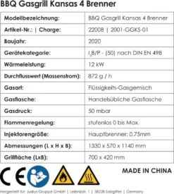 Kansas Gasgrill Barbecue - 4 Pits - RVS -Bbq Gereedschap Winkel 1077x1200 1