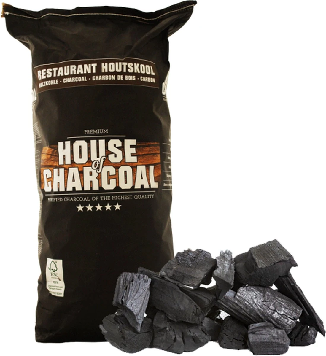 House Of Charcoal Acacia Restaurant Houtskool FSC 10kg 4 House Of Charcoal Acacia Restaurant Houtskool FSC 10kg - Afbeelding 2