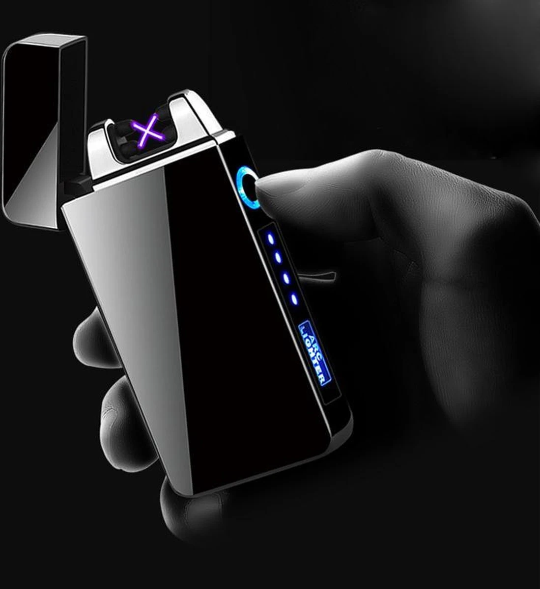 Merkloos Cuberna Elektrische Plasma USB Aansteker Met Batterij Indicator Ice Black - Wind En Storm Bestendig - Geschikt Voor Kaarsen, Vuurwerk, Sigaretten En BBQ 7 Merkloos Cuberna Elektrische Plasma USB Aansteker Met Batterij Indicator Ice Black - Wind En Storm Bestendig - Geschikt Voor Kaarsen, Vuurwerk, Sigaretten En BBQ - Afbeelding 5