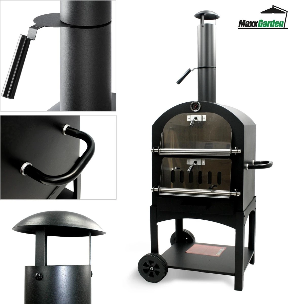 MaxxGarden Pizza Oven - Smoker Barbecue Op Hout, Houtskool Of Pellets - 45 X 65 X 158cm 7 MaxxGarden Pizza Oven - Smoker Barbecue Op Hout, Houtskool Of Pellets - 45 X 65 X 158cm - Afbeelding 5