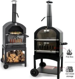 MaxxGarden Pizza Oven Buiten - Houtskool – Incl. Pizzasteen - 45x65x158cm -Bbq Gereedschap Winkel 1146x1200