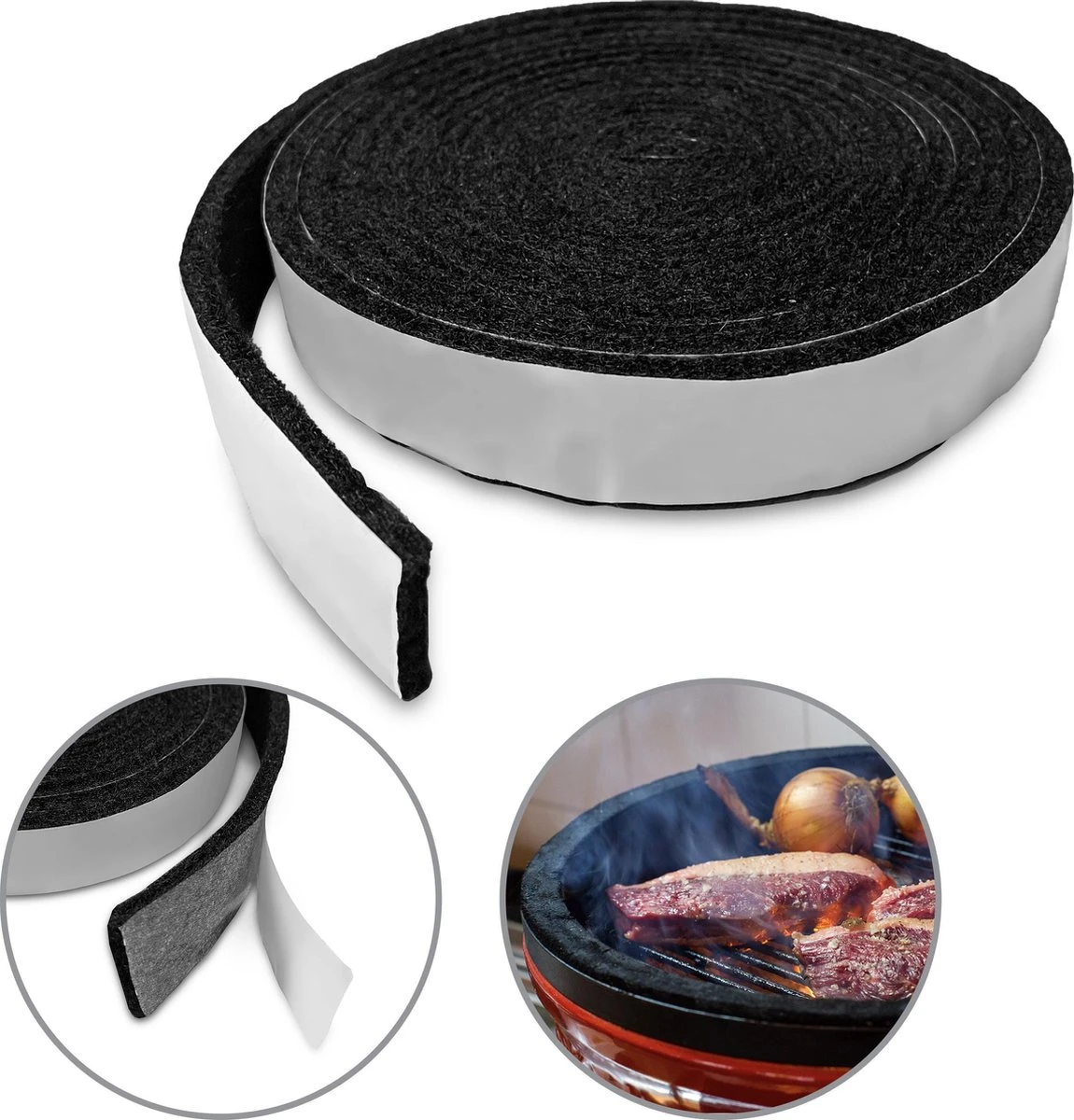 Kamado Vilt | BBQ Vilt | 3 Mm Dik ZWART | Kamado Vervangingsvilt | Hitteseal / Luchtseal BBQ | Geschikt Voor: Big Green Egg, Black Bastard, Kamado Joe, Big Joe & Grill Guru 8 Kamado Vilt | BBQ Vilt | 3 Mm Dik ZWART | Kamado Vervangingsvilt | Hitteseal / Luchtseal BBQ | Geschikt Voor: Big Green Egg, Black Bastard, Kamado Joe, Big Joe & Grill Guru - Afbeelding 6