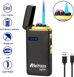 MELTAZO Elektrische Aansteker, Aansteker Gas, Electric Lighter, Gasaansteker Navulbaar, Elektronische Aansteker, Aansteker Plasma, Aansteker Vuurwerk, USB Aansteker Plasma, 2-in-1 Aansteker Voor Sigaretten Camping Kaarsen - 2023 Editie -Bbq Gereedschap Winkel 1152x1200