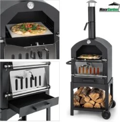 MaxxGarden Pizza Oven Buiten - Houtskool – Incl. Pizzasteen - 45x65x158cm -Bbq Gereedschap Winkel 1175x1200