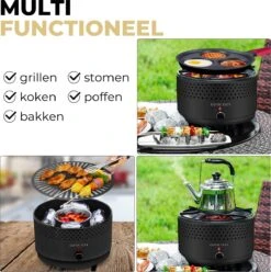Ozocozy BBQ-ONE Houtskool Tafelbarbecue - Ø30 Cm- Zwart - Incl. Draagtas, Siliconen Bakkwast En RVS-Barbecuetang -Bbq Gereedschap Winkel 1193x1200 3