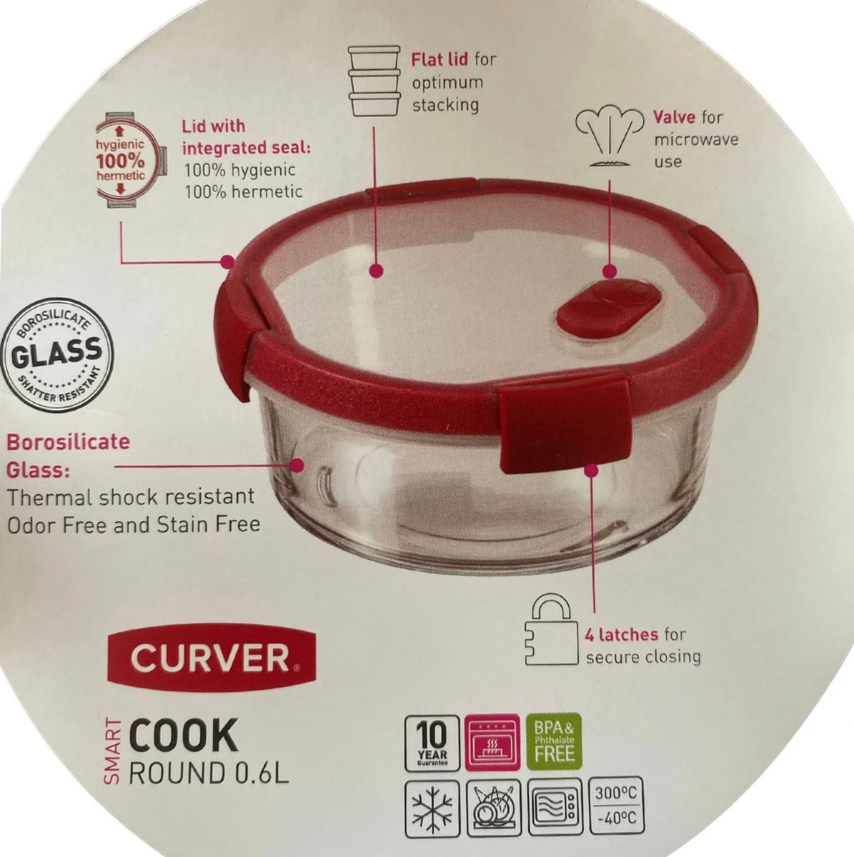 Curver Ovenschaal Klein - 1 Persoon - Ovenschaal Rond - Ovenschaal Met Deksel - Borosilicaat Glas - Breukvast 6 Curver Ovenschaal Klein - 1 Persoon - Ovenschaal Rond - Ovenschaal Met Deksel - Borosilicaat Glas - Breukvast - Afbeelding 4