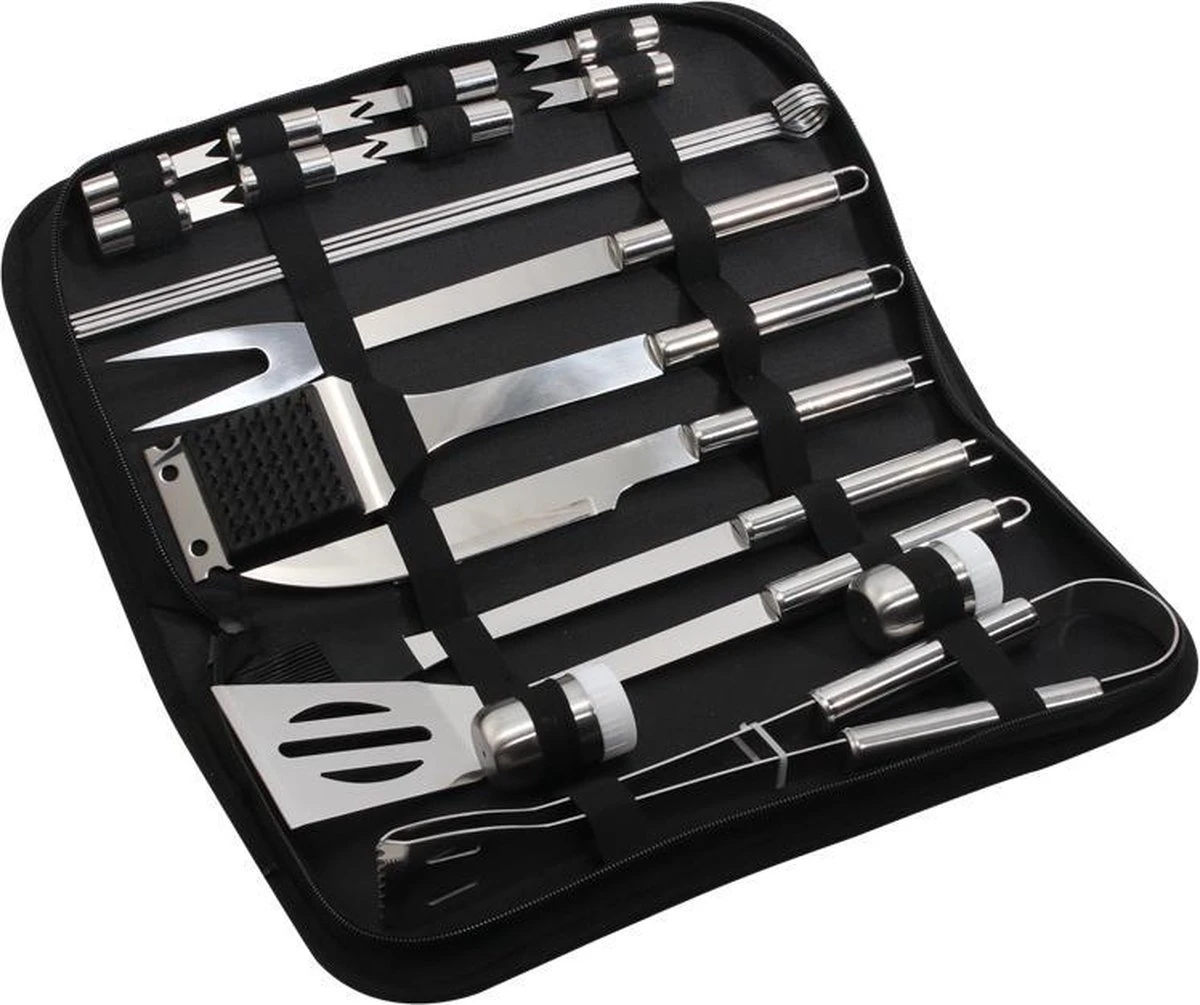 BBQ Barbecuegereedschapset- Barbecuegerei-sets - 20 Delig - Luxe RVS BBQ Accessoires - BBQ Set - BBQ Gereedschap + GRATIS Opbergtas - Barbecue | Grill | Buitenkeuken 5 BBQ Barbecuegereedschapset- Barbecuegerei-sets - 20 Delig - Luxe RVS BBQ Accessoires - BBQ Set - BBQ Gereedschap + GRATIS Opbergtas - Barbecue | Grill | Buitenkeuken - Afbeelding 3