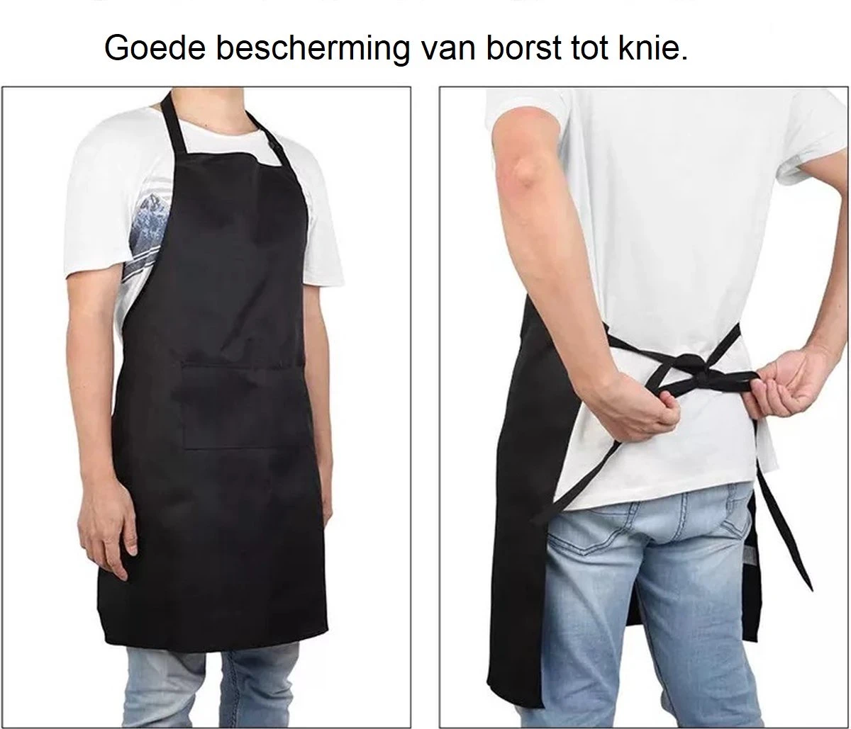 Chefs Fashion - Keukenschort - Donkerblauw Schort - 2 Zakken - Simpel Verstelbaar - 71 X 82 Cm 6 Chefs Fashion - Keukenschort - Donkerblauw Schort - 2 Zakken - Simpel Verstelbaar - 71 X 82 Cm - Afbeelding 4