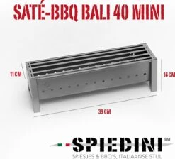 Spiedini Saté-bbq Bali 40 Mini - Kleine, Smalle Houtskoolbarbecue Met Horizontaal Rooster Voor Sate Of Andere Spiesjes - 40 Cm Lang, 11 Cm Breed, 14 Cm Hoog - Ideaal Voor Tuin- Of Open Haard, Of Balkon - Materiaal: Gealuminiseerd Ijzer 17 Spiedini Saté-bbq Bali 40 Mini - Kleine, Smalle Houtskoolbarbecue Met Horizontaal Rooster Voor Sate Of Andere Spiesjes - 40 Cm Lang, 11 Cm Breed, 14 Cm Hoog - Ideaal Voor Tuin- Of Open Haard, Of Balkon - Materiaal: Gealuminiseerd Ijzer -Bbq Gereedschap Winkel 1200x1086