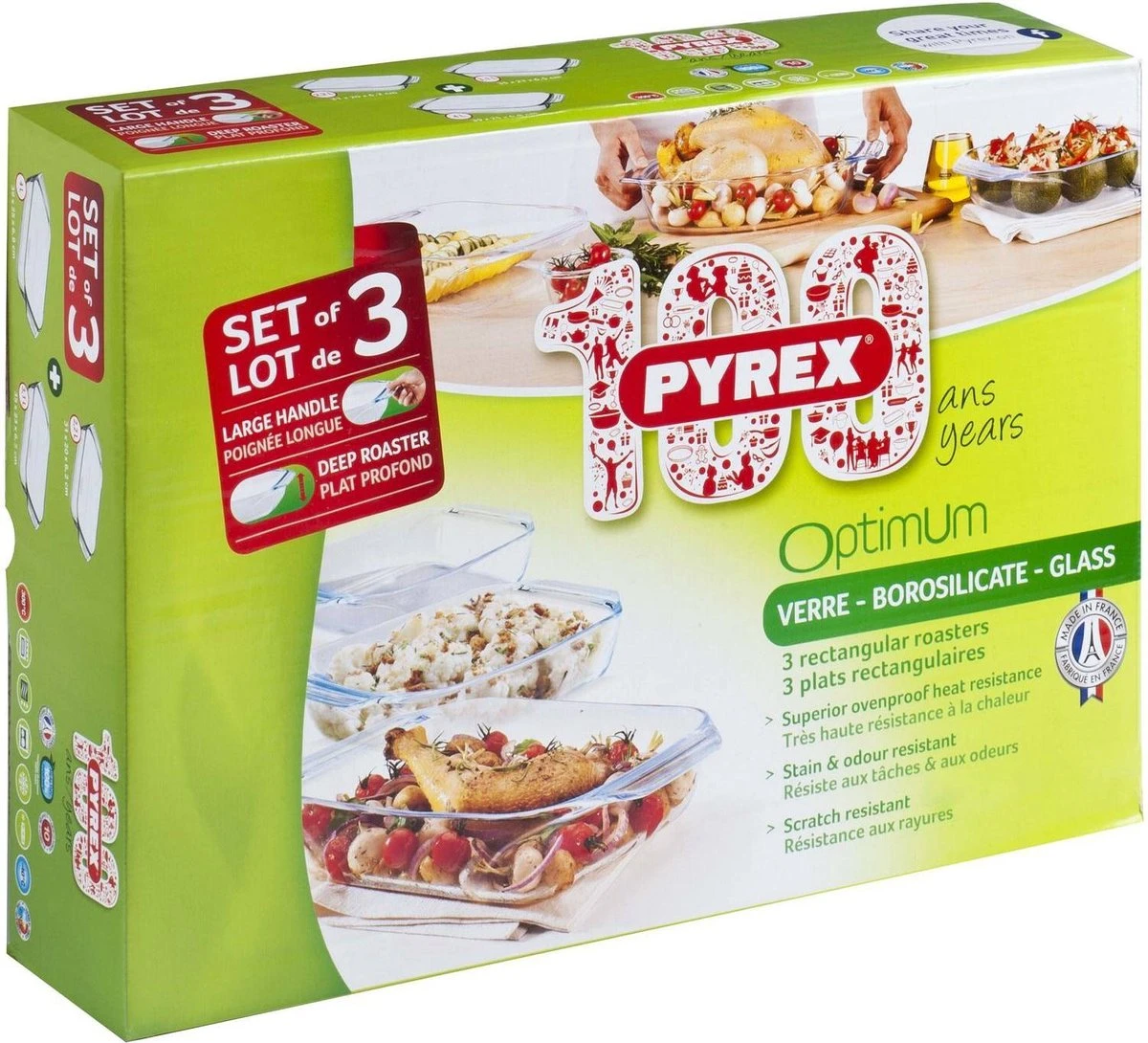 Pyrex Optimum Ovenschalenset 2,1 L - 2,9 L - 3,8 L - 31 X 20 X 6 Cm - 35 X 32 X 6 Cm - 39 X 28 X 7 Cm 5 Pyrex Optimum Ovenschalenset 2,1 L - 2,9 L - 3,8 L - 31 X 20 X 6 Cm - 35 X 32 X 6 Cm - 39 X 28 X 7 Cm - Afbeelding 3