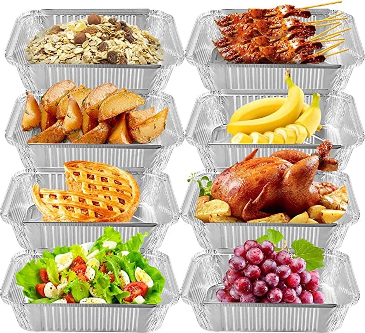 Rechthoekige Kapsalon Aluminium Bak 850cc - 100 Stuks 5 Rechthoekige Kapsalon Aluminium Bak 850cc - 100 Stuks - Afbeelding 3