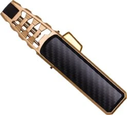Merkloos Turbo Jetflame Aansteker - Gasbrander - Vuurwerk Torch - Crème Brûlée Brander - BBQ En Sigaren Aansteker - Windproof - Carbon Met Goudkleurige Metalen Behuizing -Bbq Gereedschap Winkel 1200x1094