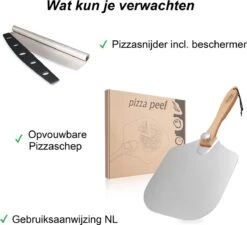 Pizzaschep – Inclusief Pizzasnijder – Opvouwbaar – Pizzaspatel – Pizza Schep – Taartschep – 30cm - Qwality -Bbq Gereedschap Winkel 1200x1095