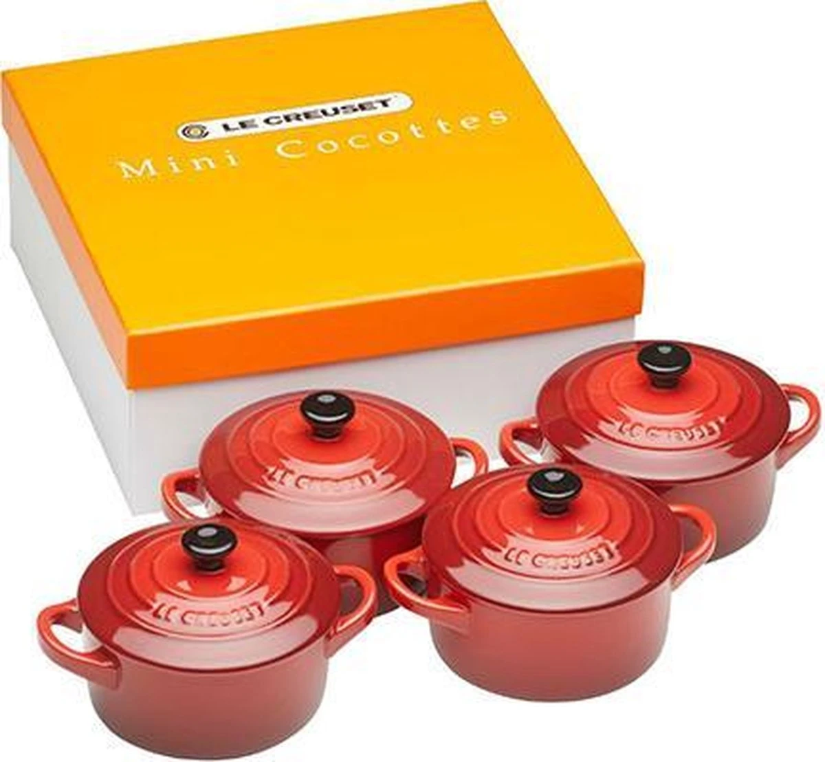 Le Creuset Aardewerken Mini Pannetjes Set Van 4 Stuks Kersenrood 4 Le Creuset Aardewerken Mini Pannetjes Set Van 4 Stuks Kersenrood - Afbeelding 2