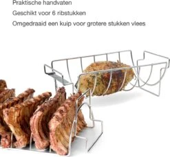 Barbecook Vlees & Ribrek - Spareribs Houder - RVS - Inox Barbecook Vlees & Ribrek - Spareribs Houder - RVS - Inox -Bbq Gereedschap Winkel 1200x1114 5