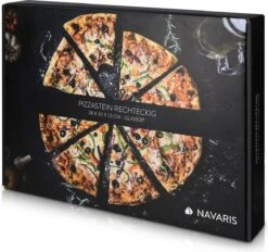 Navaris Pizzasteen XL Voor Oven En Barbecue - Rechthoekige Pizzaplaat 38 X 30 Cm - Inclusief Receptenboek - Keramisch Geglazuurd - Zwart -Bbq Gereedschap Winkel 1200x1125 3