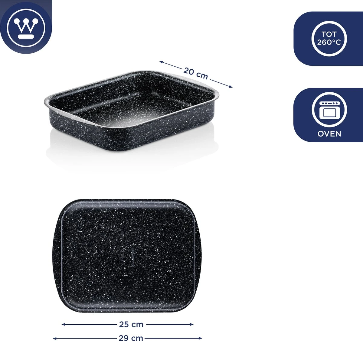 Westinghouse Ovenschaal Braadslede - Ø 25 Cm - Zwart Marmer - Kerstdiner 4 Westinghouse Ovenschaal Braadslede - Ø 25 Cm - Zwart Marmer - Kerstdiner - Afbeelding 2