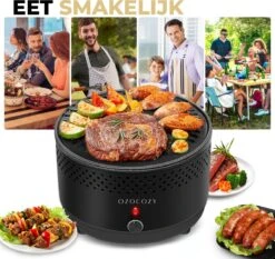 Ozocozy BBQ-ONE Houtskool Tafelbarbecue - Ø30 Cm- Zwart - Incl. Draagtas, Siliconen Bakkwast En RVS-Barbecuetang -Bbq Gereedschap Winkel 1200x1133 2