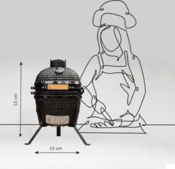 BluMill Kamado BBQ Egg - Kamado 13 Inch - Incl. Vlees Thermometer - Houtskoolbarbecues - Zwart - Ø 27cm -Bbq Gereedschap Winkel 1200x1156 3