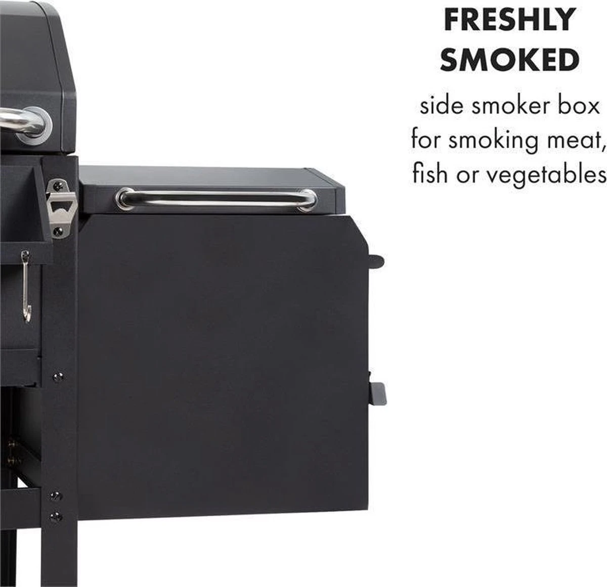 Klarstein Kingsville Double Barbecue - Houtskool- En Gasbarbecue - Smoker BBQ - Inclusief Deksels En Thermometer - Met 2 Roosters - Zwart 10 Klarstein Kingsville Double Barbecue - Houtskool- En Gasbarbecue - Smoker BBQ - Inclusief Deksels En Thermometer - Met 2 Roosters - Zwart - Afbeelding 8