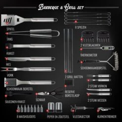 Mountain Jack® 40-Delige Luxe BBQ Grill Accessoires Set In Roestvrij Staal – Barbecue Gereedschap – Tangenset, Vlees Thermometer, Vleestang, Borstel, Spiezen, Vleesmes, Vleesvork 17 Mountain Jack® 40-Delige Luxe BBQ Grill Accessoires Set In Roestvrij Staal – Barbecue Gereedschap – Tangenset, Vlees Thermometer, Vleestang, Borstel, Spiezen, Vleesmes, Vleesvork -Bbq Gereedschap Winkel 1200x1199 2