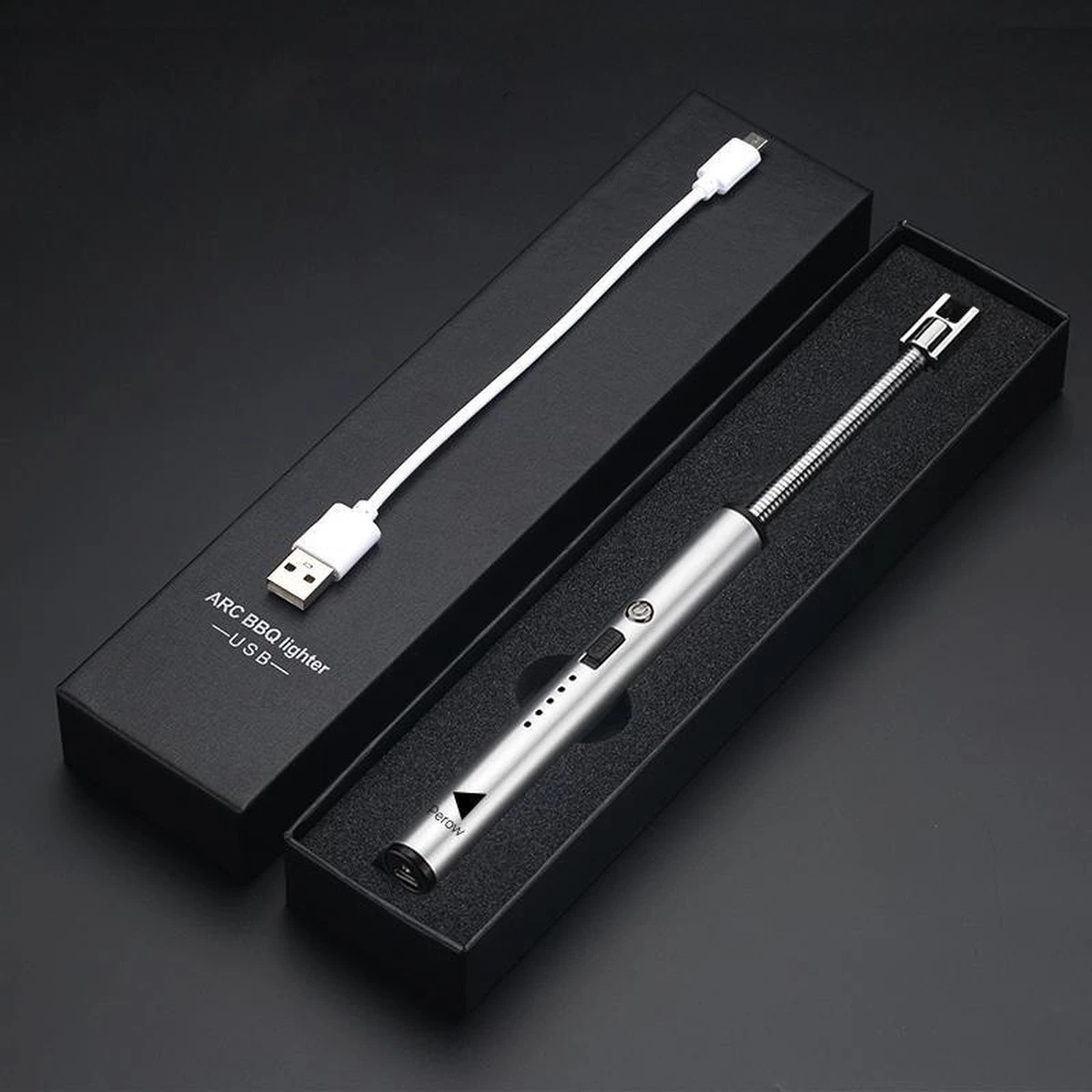 Oplaadbare Lange Elektrische Aansteker Buigbaar - Buigbare Aansteker - Duurzame Plasma Aansteker - Inclusief Cadeauverpakking - BBQ – Kaarsen – Zilver 7 Oplaadbare Lange Elektrische Aansteker Buigbaar - Buigbare Aansteker - Duurzame Plasma Aansteker - Inclusief Cadeauverpakking - BBQ – Kaarsen – Zilver - Afbeelding 5