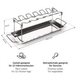 Blumtal BBQ Rek - Robuuste Roestvrijstalen Kippenpoot Rek - Voor 12 Poten - Kippengrillstandaard - Vaatwasmachinebestendig -Bbq Gereedschap Winkel 1200x1200 307
