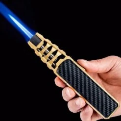 Merkloos Turbo Jetflame Aansteker - Gasbrander - Vuurwerk Torch - Crème Brûlée Brander - BBQ En Sigaren Aansteker - Windproof - Carbon Met Goudkleurige Metalen Behuizing -Bbq Gereedschap Winkel 1200x1200 36