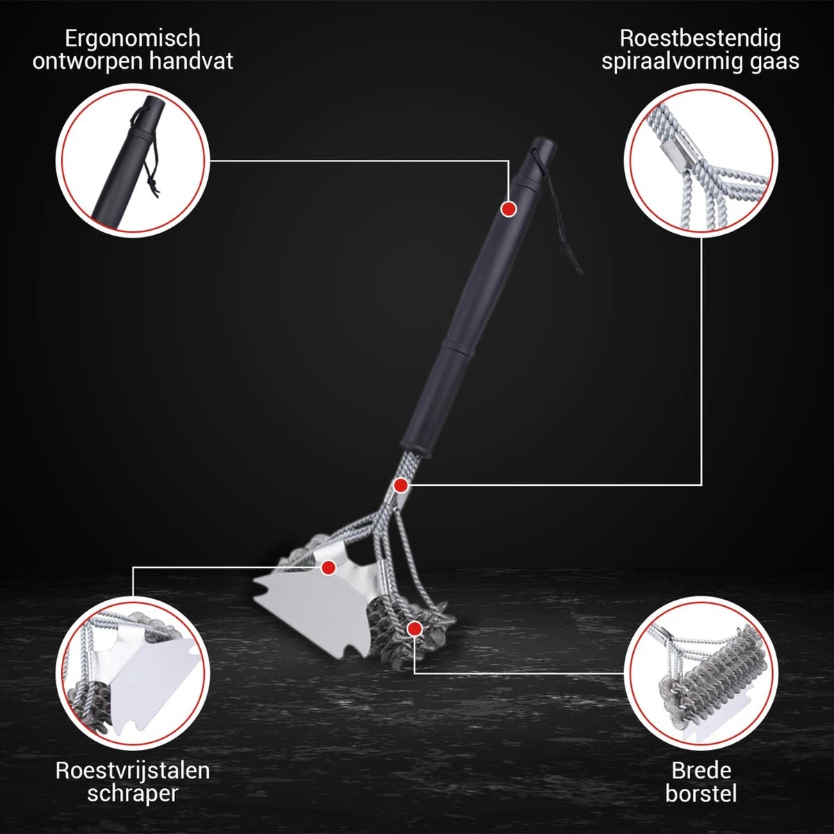 BBQ Borstel Staal RVS Reinigingsborstel Barbecue Grill Accessoires 7 BBQ Borstel Staal RVS Reinigingsborstel Barbecue Grill Accessoires - Afbeelding 5