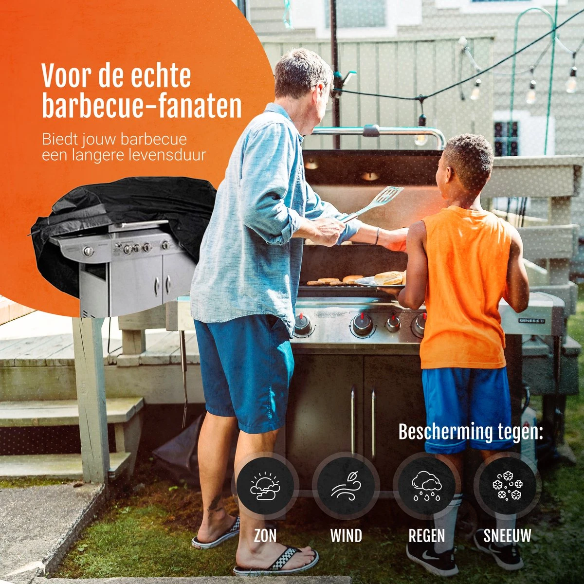 GrillX Barbecue Hoes - 170 X 61 X 117cm - BBQ Hoes Waterdicht - Beschermhoes Inclusief Trekkoord - BBQ Accesoires 4 GrillX Barbecue Hoes - 170 X 61 X 117cm - BBQ Hoes Waterdicht - Beschermhoes Inclusief Trekkoord - BBQ Accesoires - Afbeelding 2