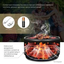Ozocozy BBQ-ONE Houtskool Tafelbarbecue - Ø30 Cm- Zwart - Incl. Draagtas, Siliconen Bakkwast En RVS-Barbecuetang -Bbq Gereedschap Winkel 1200x1200 605