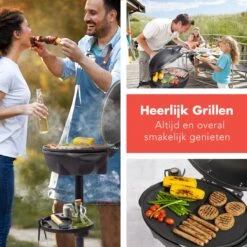 KitchenBrothers Elektrische BBQ - Met Grillplaat - Anti-aanbaklaag - Incl. Plank/Houders - Grilloppervlak 46,5x33,8cm - Tot 300°C - 2400W - Zwart -Bbq Gereedschap Winkel 1200x1200 629