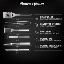 Mountain Jack® 40-Delige Luxe BBQ Grill Accessoires Set In Roestvrij Staal – Barbecue Gereedschap – Tangenset, Vlees Thermometer, Vleestang, Borstel, Spiezen, Vleesmes, Vleesvork 15 Mountain Jack® 40-Delige Luxe BBQ Grill Accessoires Set In Roestvrij Staal – Barbecue Gereedschap – Tangenset, Vlees Thermometer, Vleestang, Borstel, Spiezen, Vleesmes, Vleesvork -Bbq Gereedschap Winkel 1200x1200 79