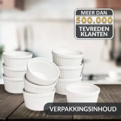 Chefarone Mini Ronde Ovenschalen - Mini Vormpjes Set Van 10 - Bakvormen Keramiek 200 ML - Crème Brulée Schaaltje - Wit -Bbq Gereedschap Winkel 1200x1200 855