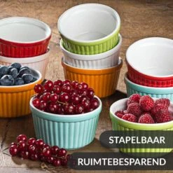 Chefarone Mini Ronde Ovenschalen - Mini Vormpjes Set Van 10 - Bakvormen Keramiek 200 ML - Crème Brulée Schaaltje - Multicolor -Bbq Gereedschap Winkel 1200x1200 892