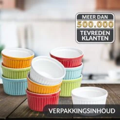 Chefarone Mini Ronde Ovenschalen - Mini Vormpjes Set Van 10 - Bakvormen Keramiek 200 ML - Crème Brulée Schaaltje - Multicolor -Bbq Gereedschap Winkel 1200x1200 896