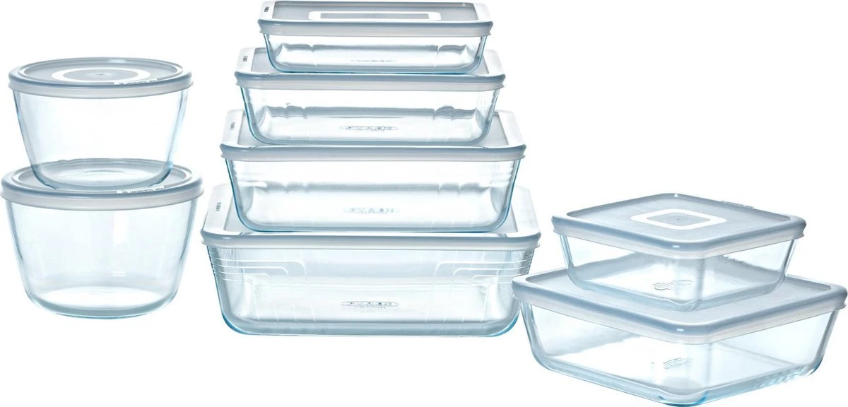 Pyrex - Cook & Freeze Schaal Met Deksel Set Van 8 Stuks - Transparant/Wit 3 Pyrex - Cook & Freeze Schaal Met Deksel Set Van 8 Stuks - Transparant/Wit