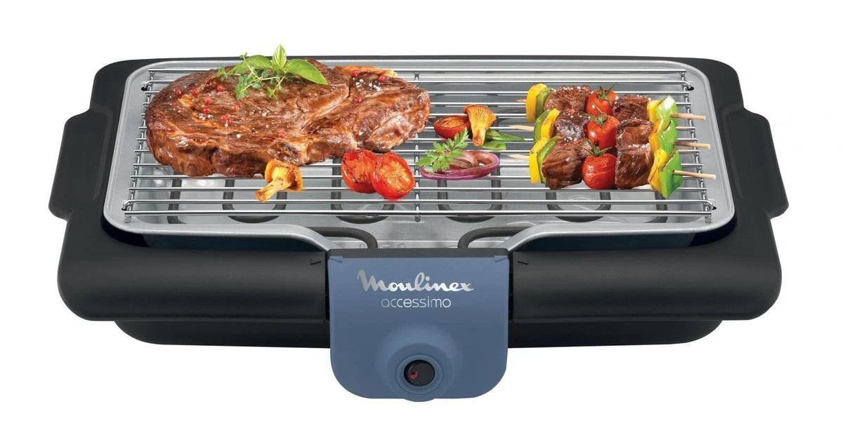 Moulinex BG134812 Barbecue Tafelblad Electrisch 2100W Zwart, Blauw, Zilver Barbecue 4 Moulinex BG134812 Barbecue Tafelblad Electrisch 2100W Zwart, Blauw, Zilver Barbecue - Afbeelding 2
