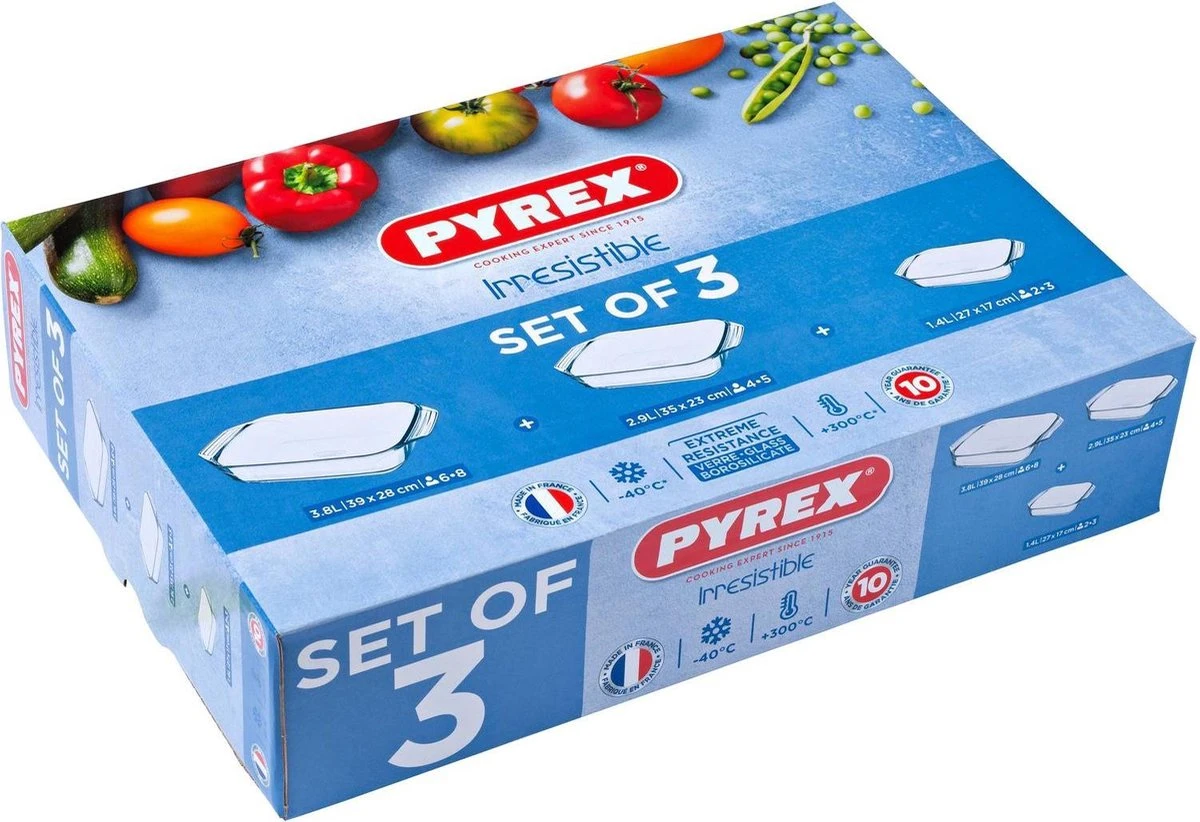 Pyrex Optimum Ovenschalenset 2,1 L - 2,9 L - 3,8 L - 31 X 20 X 6 Cm - 35 X 32 X 6 Cm - 39 X 28 X 7 Cm 9 Pyrex Optimum Ovenschalenset 2,1 L - 2,9 L - 3,8 L - 31 X 20 X 6 Cm - 35 X 32 X 6 Cm - 39 X 28 X 7 Cm - Afbeelding 7