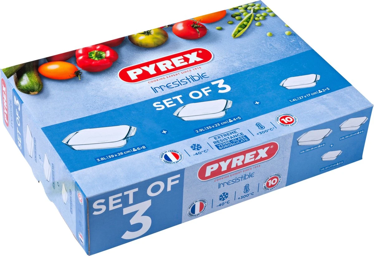 Pyrex Optimum Ovenschalenset 2,1 L - 2,9 L - 3,8 L - 31 X 20 X 6 Cm - 35 X 32 X 6 Cm - 39 X 28 X 7 Cm 11 Pyrex Optimum Ovenschalenset 2,1 L - 2,9 L - 3,8 L - 31 X 20 X 6 Cm - 35 X 32 X 6 Cm - 39 X 28 X 7 Cm - Afbeelding 9