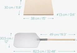 Navaris Pizzasteen XL Voor Oven En Barbecue - Rechthoekige Pizzaplaat 38 X 30 Cm - Inclusief Pizzaschep Met Extra Lang Handvat En Receptenboek -Bbq Gereedschap Winkel 1200x834