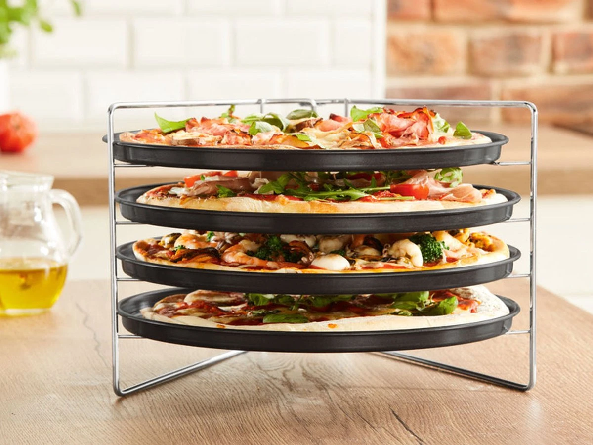Pizza - Pizzarek - Pizza Oven - Zenker - Pizzabakset - 5 Delige Set Voor 4 Pizza's - Ø 28,5 Cm - Antiaanbaklaag Van ILAG® - Pizzaplaat - Pizza 7 Pizza - Pizzarek - Pizza Oven - Zenker - Pizzabakset - 5 Delige Set Voor 4 Pizza's - Ø 28,5 Cm - Antiaanbaklaag Van ILAG® - Pizzaplaat - Pizza - Afbeelding 5