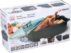 Alpina - Braadslede - Braadpan - Met Glazen Deksel - Aromaknop - 5,5 Liter - Zwart 31 Alpina - Braadslede - Braadpan - Met Glazen Deksel - Aromaknop - 5,5 Liter - Zwart -Bbq Gereedschap Winkel 1200x904