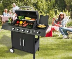 El Fuego San Angelo 4.1 Gasbarbecue - 5 Branders - Zwart -Bbq Gereedschap Winkel 1200x979