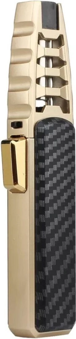 Merkloos Turbo Jetflame Aansteker - Gasbrander - Vuurwerk Torch - Crème Brûlée Brander - BBQ En Sigaren Aansteker - Windproof - Carbon Met Goudkleurige Metalen Behuizing -Bbq Gereedschap Winkel 272x1200 1
