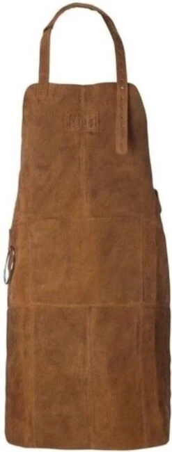 Lederen Barbecue Schort Met Voorvak Lichtbruin - BBQ Schort 100% Buff Suede -Bbq Gereedschap Winkel 456x1200