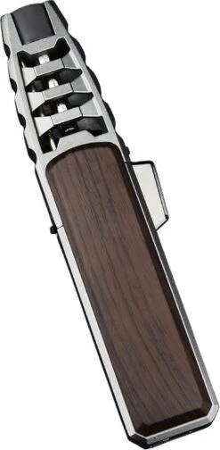 Merkloos Turbo Jetflame Aansteker - Gasbrander - Vuurwerk Torch - Crème Brûlée Brander - BBQ En Sigaren Aansteker - Windproof - Walnoothout Met Grijze Metalen Behuizing -Bbq Gereedschap Winkel 588x1200